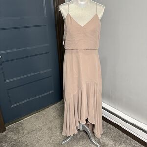 Jenny Yoo Lola Chiffon High Low Wisteria Mauve Dress Size 10 Bridesmaid Strappy